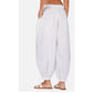 Generic Women's Casual Cotton Cambric Solid Elastic Waist Patiala Harem Pants (White) - MYLUXURY LANE ENTERPRISE