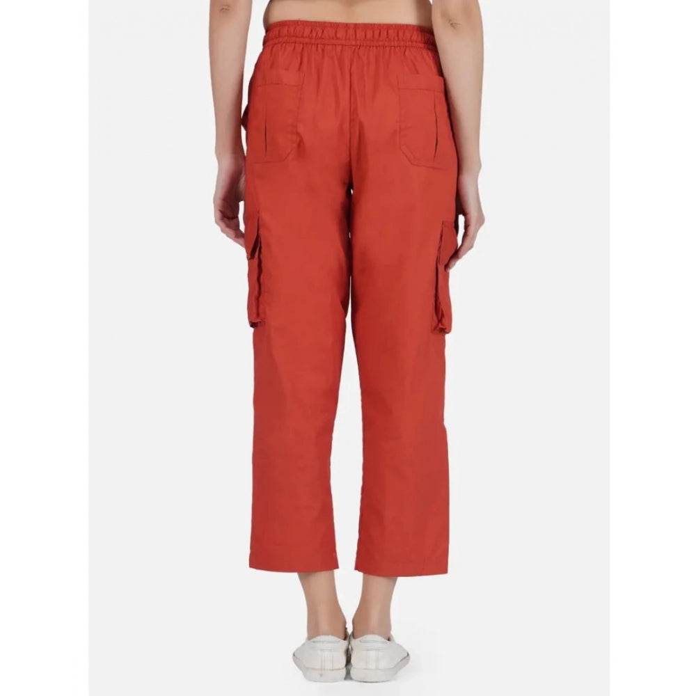 Generic Women's Casual Cotton Solid Cargo Pants (Rust) - MYLUXURY LANE ENTERPRISE
