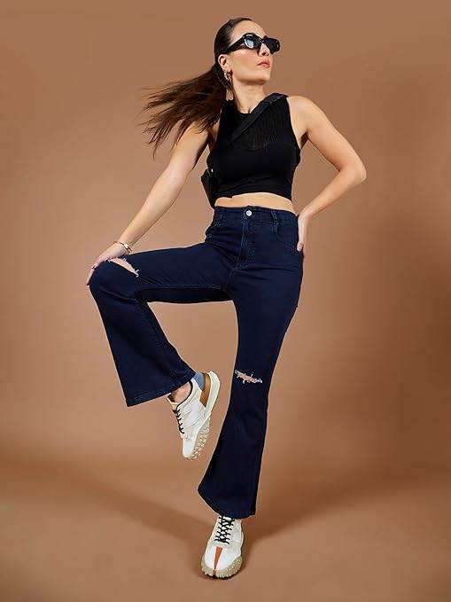 Women's Bootcut Deep Blue Jeans - MYLUXURY LANE ENTERPRISE