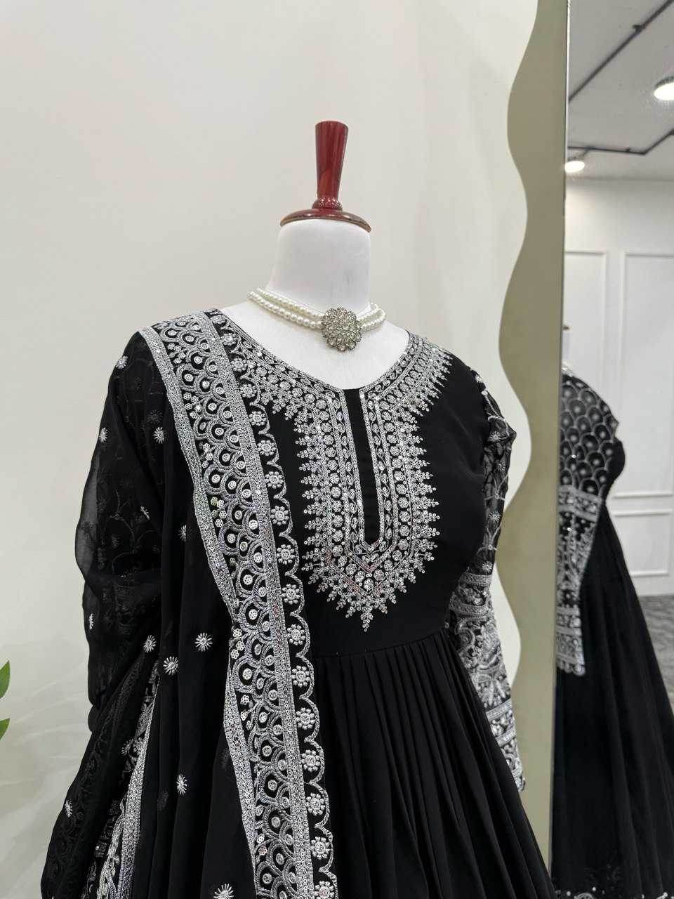 Faux Georgette Embroidery Party wear Designer Suit - MYLUXURY LANE ENTERPRISE