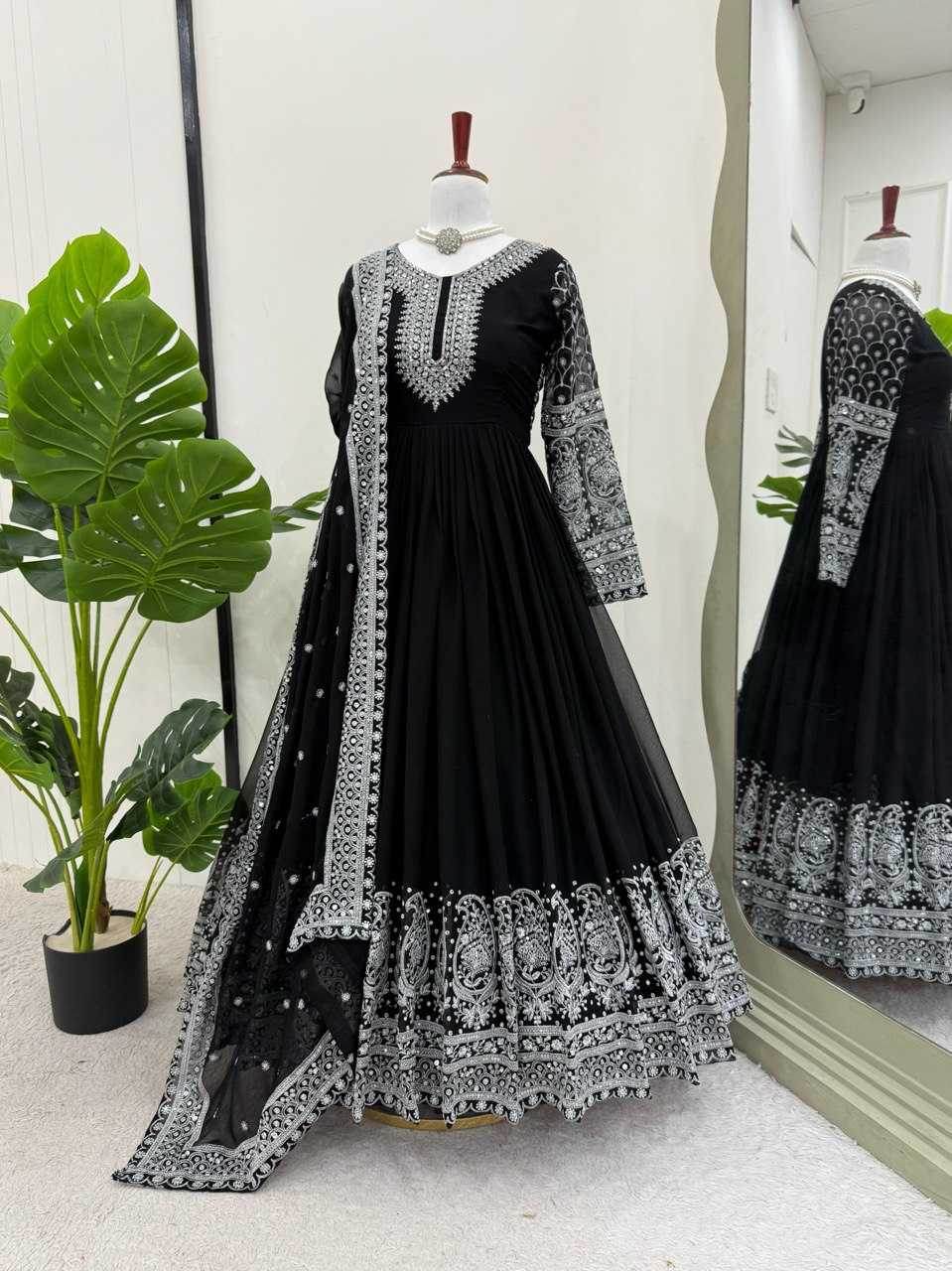 Faux Georgette Embroidery Party wear Designer Suit - MYLUXURY LANE ENTERPRISE