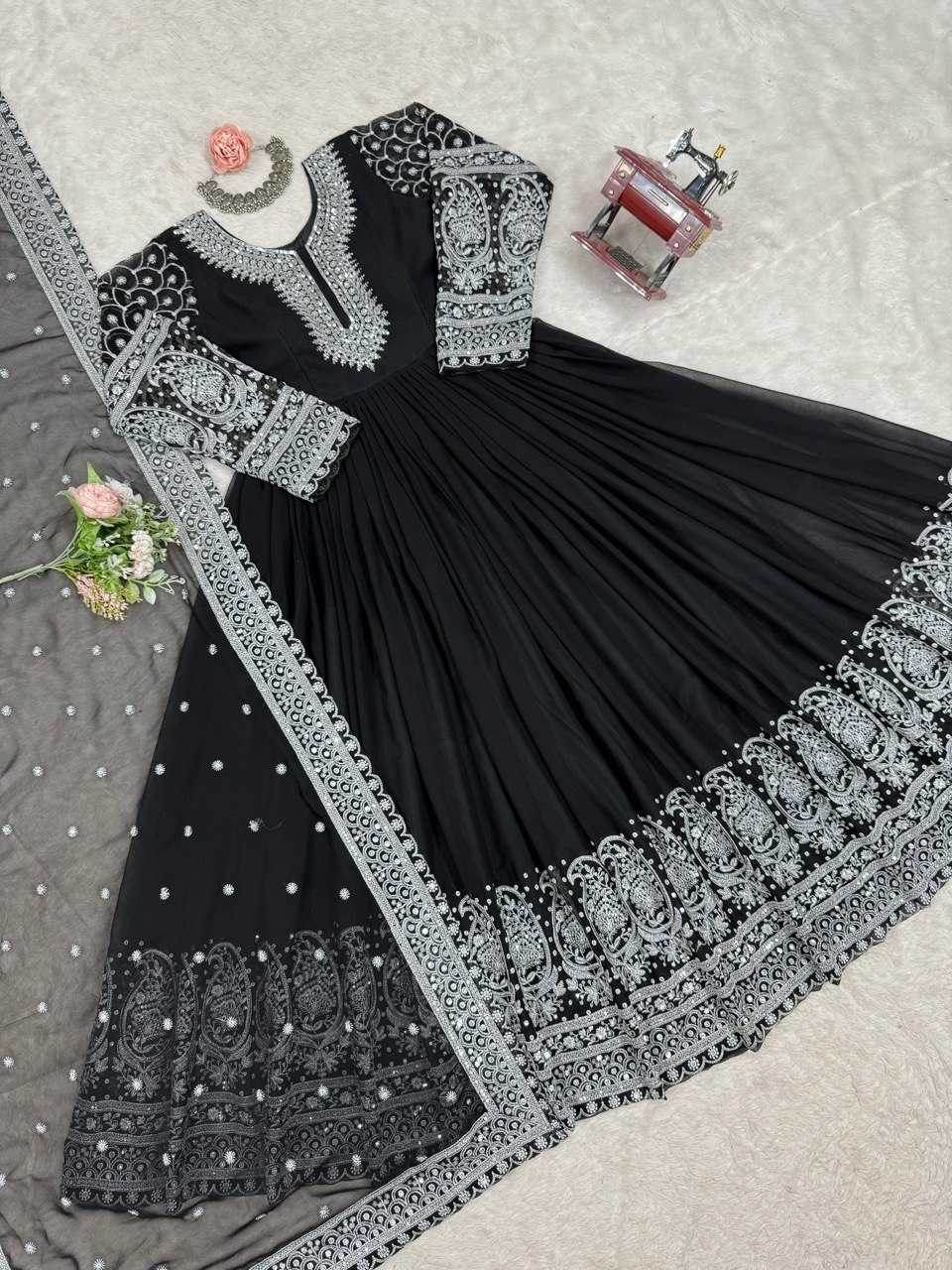 Faux Georgette Embroidery Party wear Designer Suit - MYLUXURY LANE ENTERPRISE